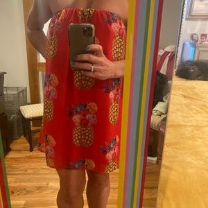 Show me your Mimi strapless pineapple mini dress